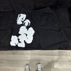 Men's Black Athletic Shorts with White Print